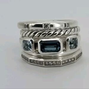 🌹Five in One Silver an topaz ring. sz 8